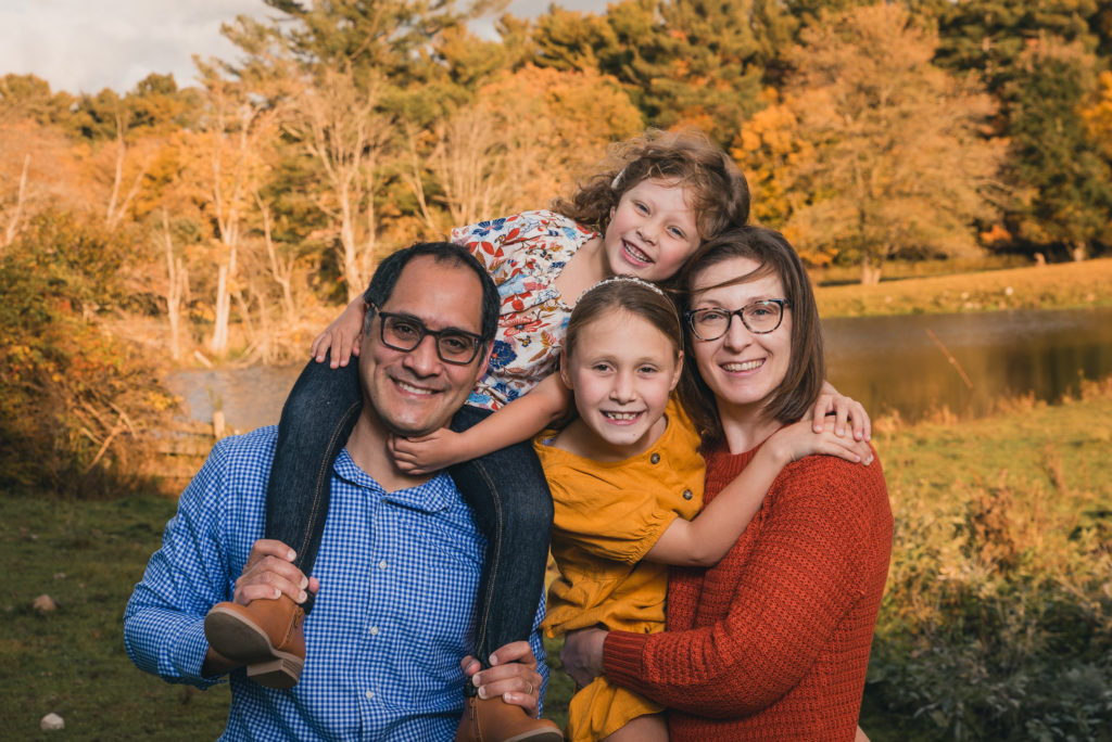 happy family fall photo session