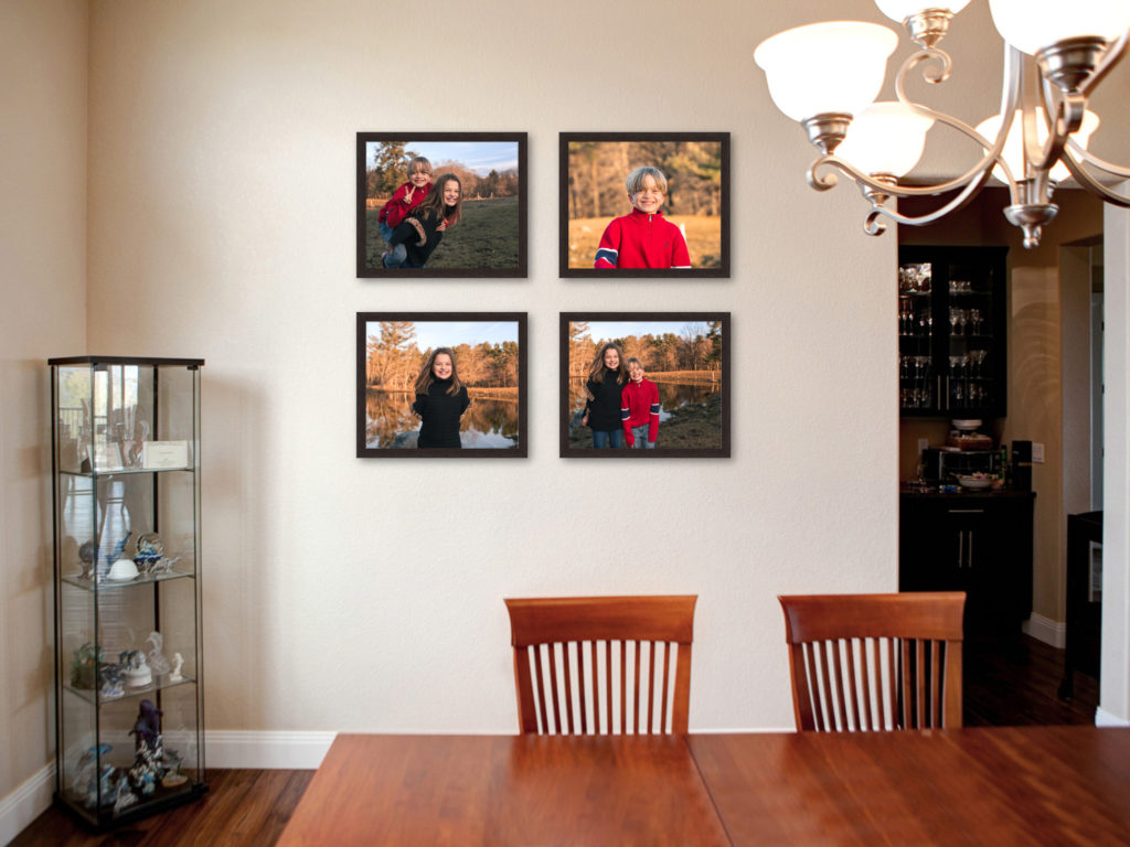 example of printed family photos in a dining room